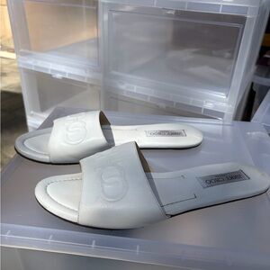 Jimmy Choo Elegant White Slide Sandals